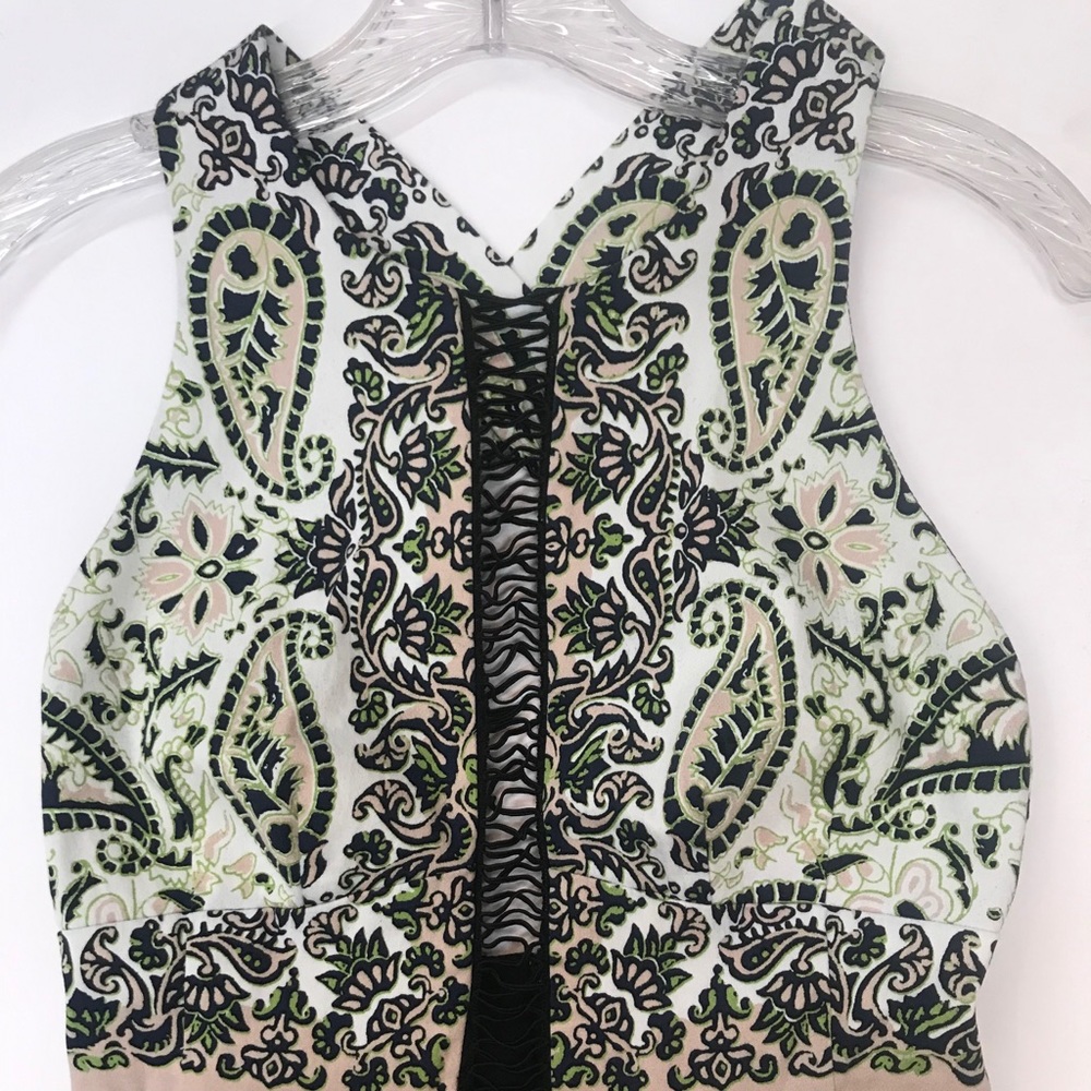 nanette lepore lace front printed dress